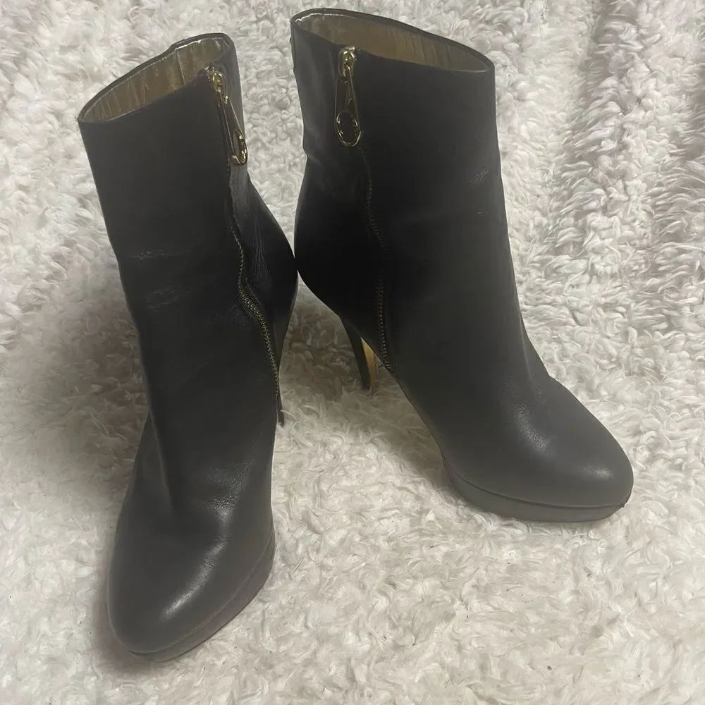 Ted Baker leather black ankle platform heels Boots with size zipper SZ10